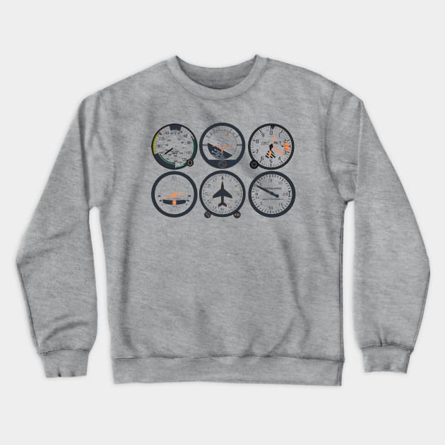 Pilot's Basic Six Flight Instruments Crewneck Sweatshirt by DesignedForFlight